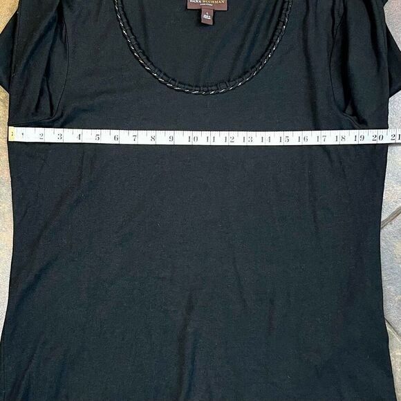 Dana Buchman Signature Black 3/4 Sleeve Tee Rope Chain Collar Large - Picture 6 of 9